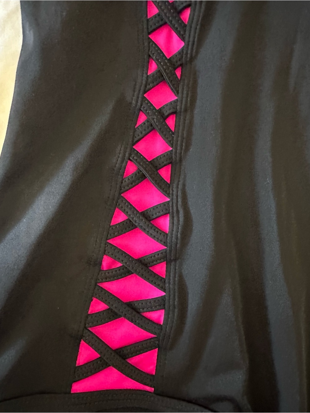 NWT Torrid Black One-Piece Swimsuit with Hot Pink Accents - Picture 7 of 16